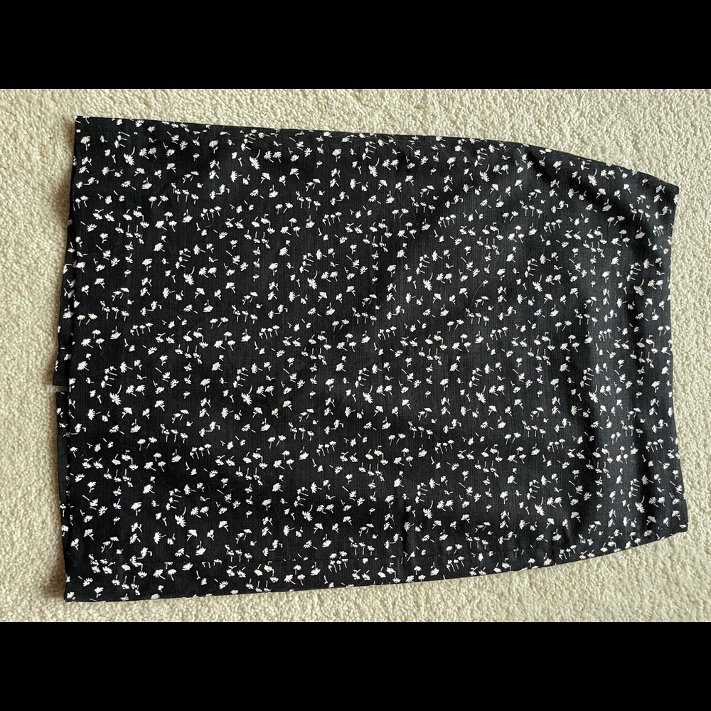 J Crew black pencil skirt with tiny white flowers